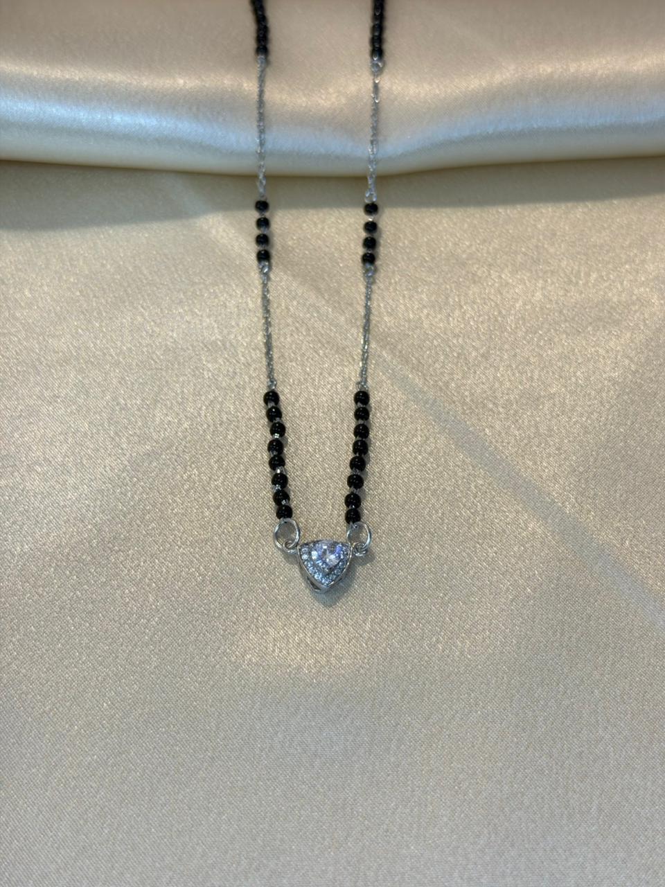 925 Silver Mangalsutra with Trillion CZ Pendant