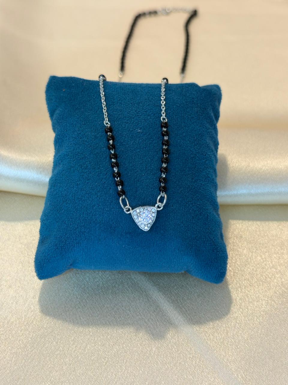 925 Silver Mangalsutra with Trillion CZ Pendant