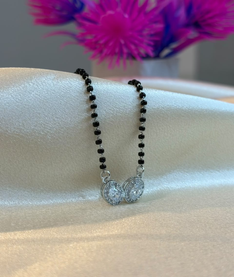 925 Silver Double Round CZ Mangalsutra