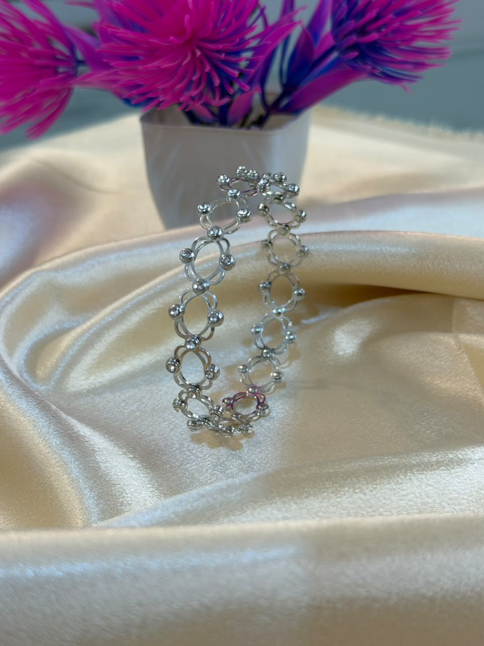925 Silver Convertible Floral Lattice Ring/Bracelet
