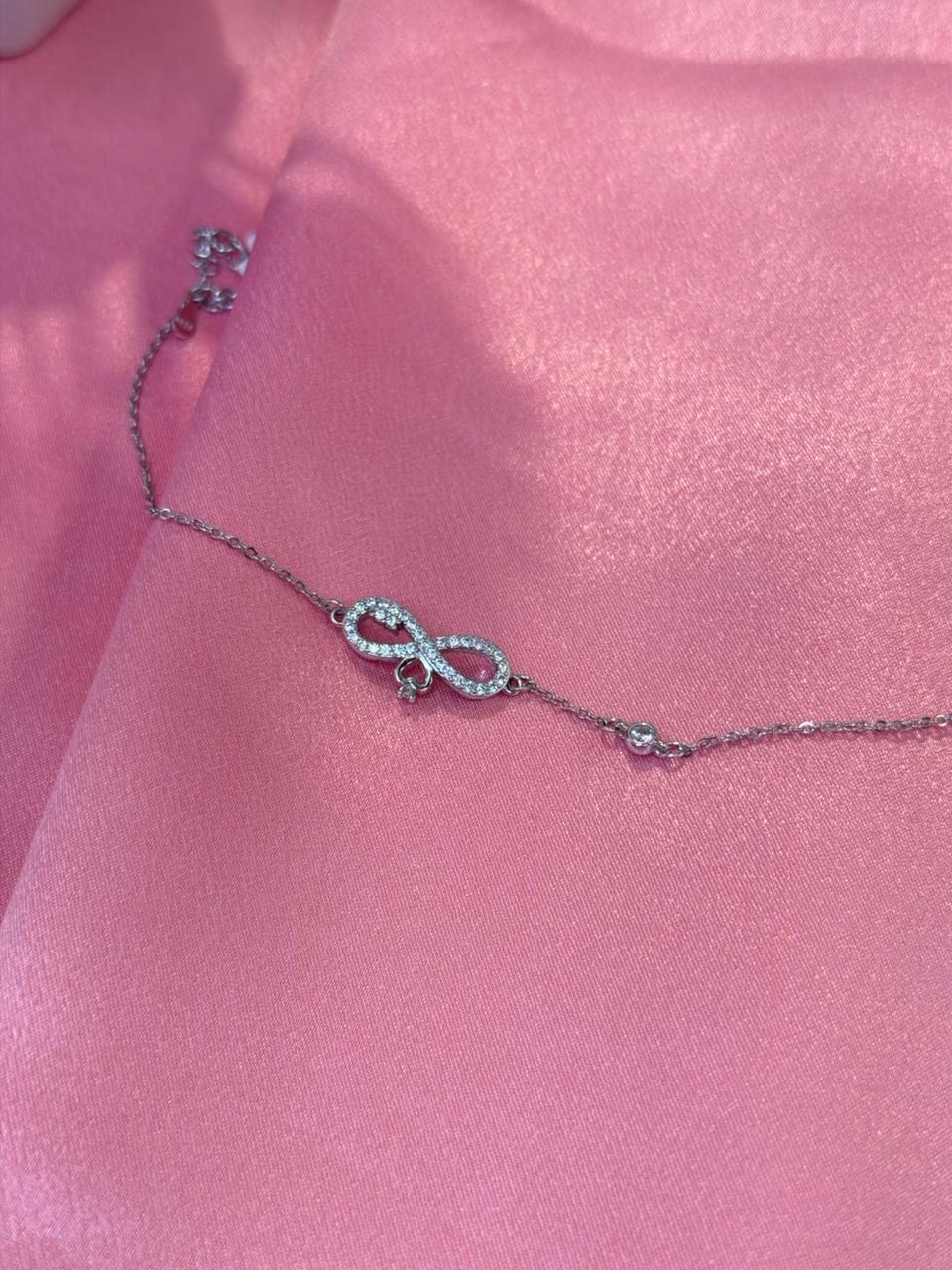 925 Silver CZ Infinity Charm Bracelet